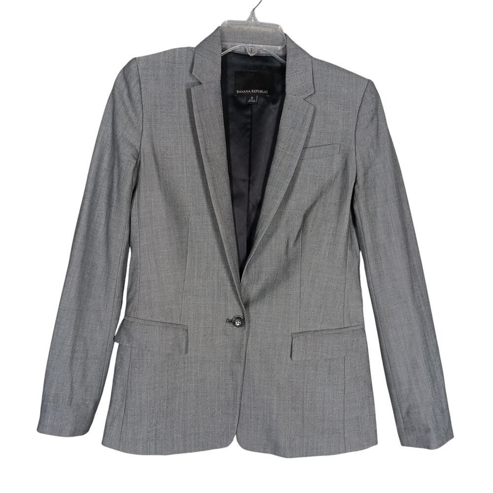 Banana Republic New LWW Blazer Gray One Button Front Closure 3 Pockets Lined